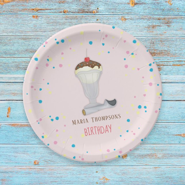 Wasserfarbe Moderne Rustikale Niedliche Eisdiele Pappteller (Von Creator hochgeladen)