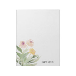 Wasserfarbe Moderne Springtime Blumengrün Notizblock