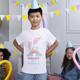 Wasserfarbe Moderner Regenbogen Einhorn Geburtstag T-Shirt