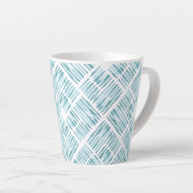 Wasserfarbe Modernes blaues Strickmuster Milchtasse (Rechte Ecke)