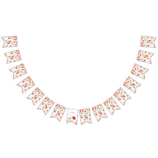 Wasserfarbe Mohnrot Wildblumen Sommer Wimpelkette