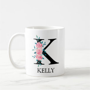 Wasserfarbe-Monogramm, individuelle einzelne Buchs Kaffeetasse