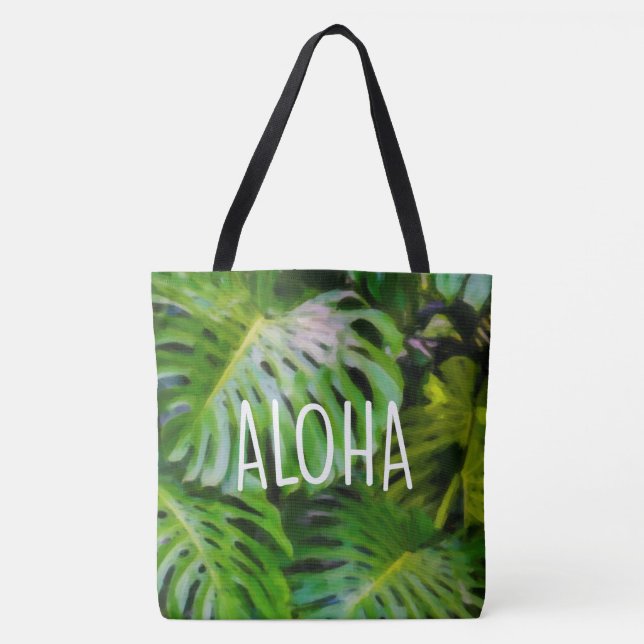 Wasserfarbe Monstera Aloha Hawaiian Beach Bag (Vorderseite)