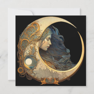 Wasserfarbe Moon Goddess Mitteilungskarte