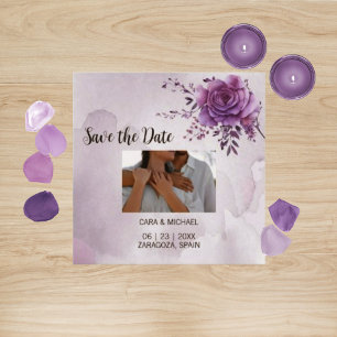 Wasserfarbe Morada Save the Date Hochzeitkarte Einladung