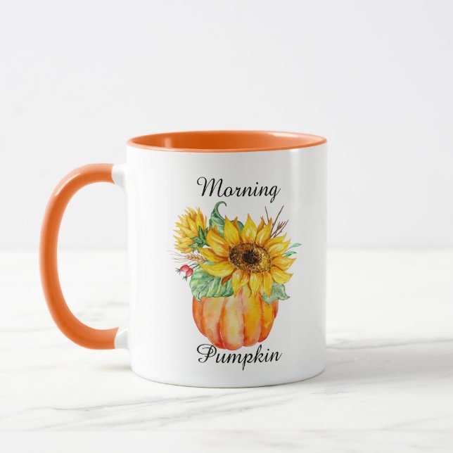 Wasserfarbe Morning Pumpkin Sonnenblume Tasse (Links)