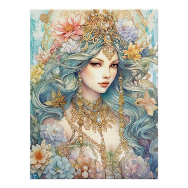 Wasserfarbe Mysteriös Maiden Poster (Vorderseite)