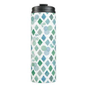 Wasserfarbe nahtlos auf weißem Hintergrund mit  Thermosbecher