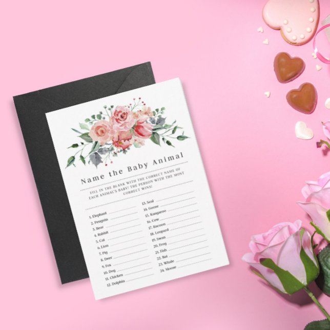 Wasserfarbe Name der Baby Animal Showkarte Begleitkarte (Von Creator hochgeladen)