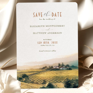 Wasserfarbe Napa Täler Save the Date Weinberge Einladung