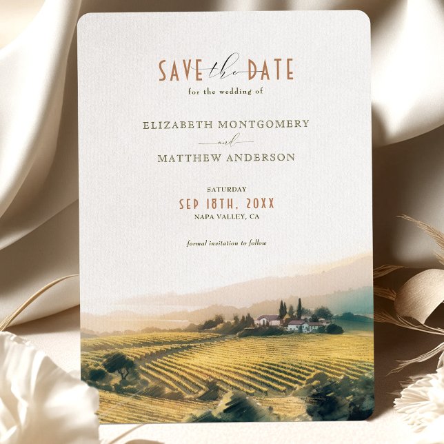 Wasserfarbe Napa Täler Save the Date Weinberge Einladung (Von Creator hochgeladen)