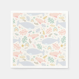 Wasserfarbe Narwhal & Siegel Muster Serviette
