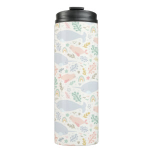 Wasserfarbe Narwhal & Siegel Muster Thermosbecher
