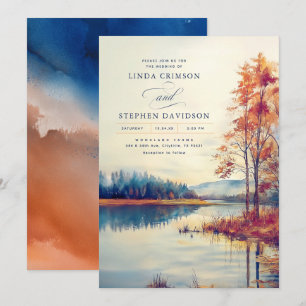 Wasserfarbe Natur Fall Landschaft Hochzeit Einladung