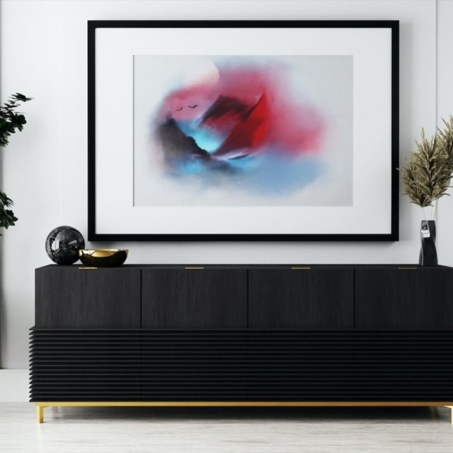 Wasserfarbe Natürliche Gebirgsvögel Sonnenuntergan Leinwanddruck (Von Creator hochgeladen)