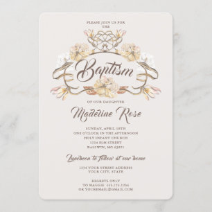 Wasserfarbe Natürliche getrocknete Blume Taufe Einladung