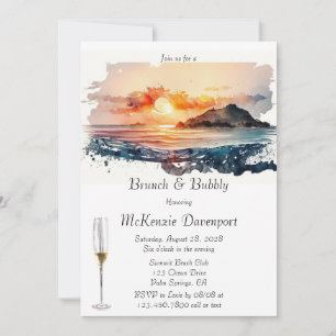 Wasserfarbe Nautic Beach Scene Brunch & Bubbly Einladung
