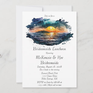 Wasserfarbe Nautical Beach Szene Bridesmaier Mitta Einladung