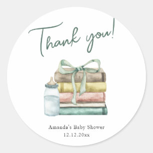 Wasserfarbe Neue Kapitel Kinderdusche Vielen Dank Runder Aufkleber