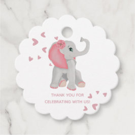 Wasserfarbe Niedlich Baby Elephant Pink Babydusche Geschenkanhänger