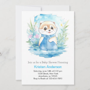 Wasserfarbe Niedlich Baby Otter Boy Dusche Einladung