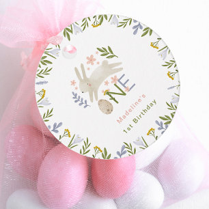 Wasserfarbe Niedlich Bunny Girl 1. Geburtstag Geschenkanhänger
