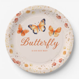Wasserfarbe niedlich Butterfly Floral Girl Babydus Pappteller