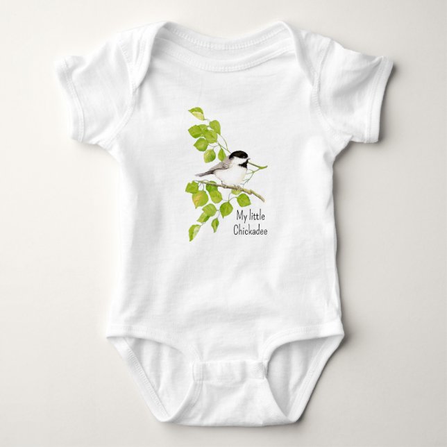 Wasserfarbe Niedlich Chickadee Bird My Little Chic Baby Strampler (Vorderseite)