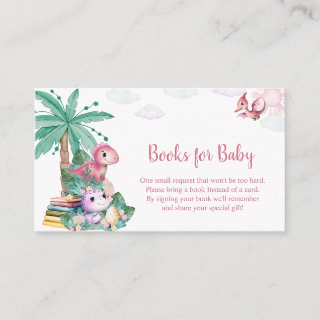 Wasserfarbe Niedlich Dinosaur Girl Babydusche Begleitkarte (Vorderseite)