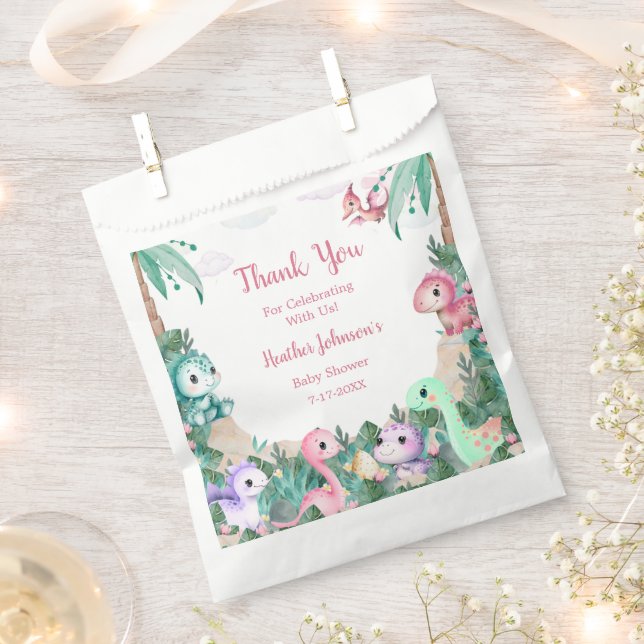 Wasserfarbe Niedlich Dinosaur Girl Babydusche Geschenktütchen (Ausgeschnitten)