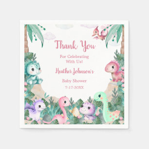 Wasserfarbe Niedlich Dinosaur Girl Babydusche Serviette