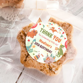 Wasserfarbe Niedlich Dinosaurier Geburtstagsparty Runder Aufkleber