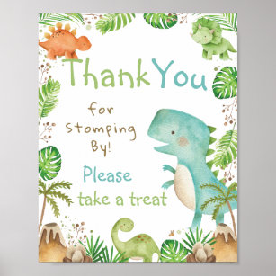 Wasserfarbe Niedlich Dinosaurier Grüne Danke Lecke Poster
