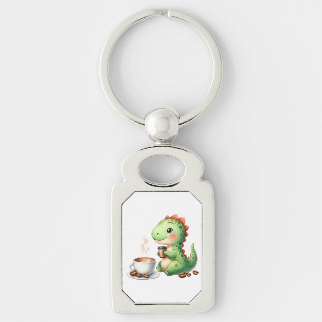 Wasserfarbe Niedlich Dinosaurier Rectangle Metal S Schlüsselanhänger (Vorderseite)