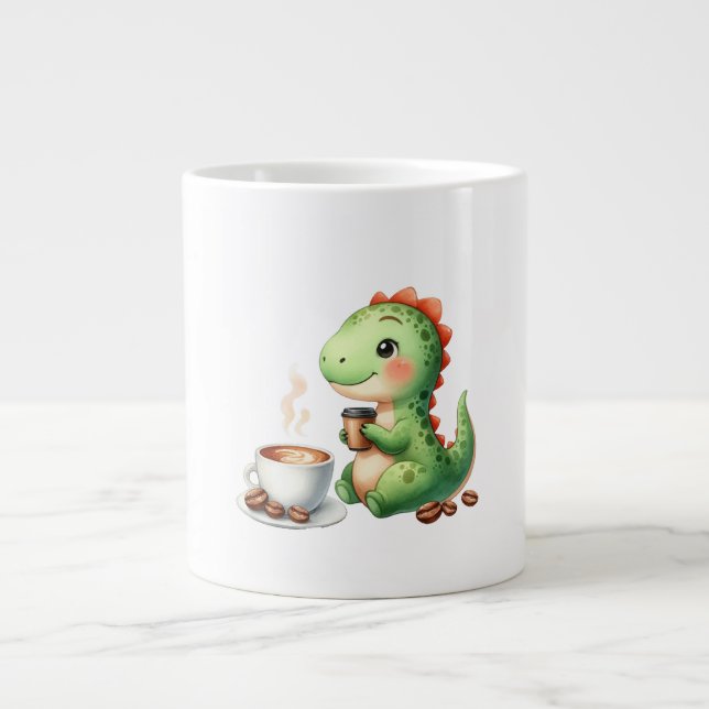 Wasserfarbe Niedlich Dinosaurier T Rex Trinkkaffee Jumbo-Tasse (Vorderseite)