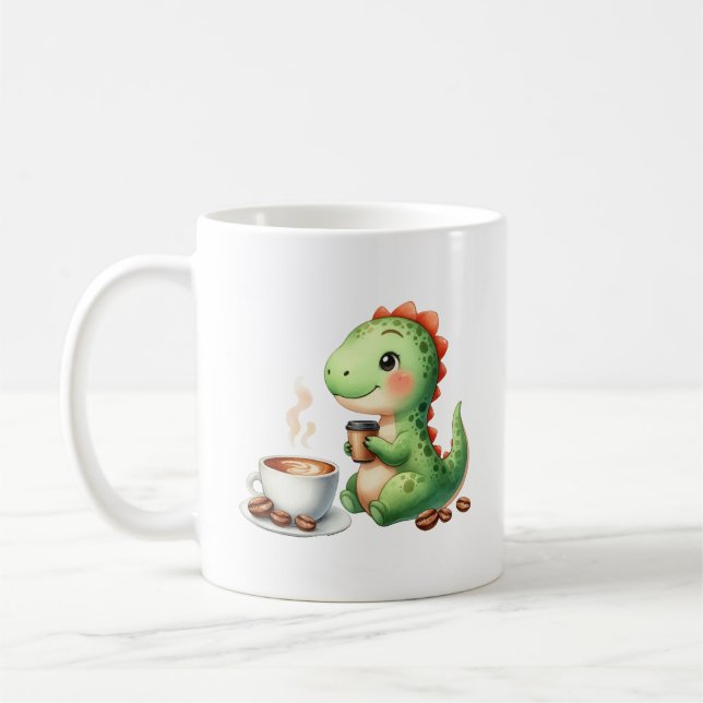 Wasserfarbe Niedlich Dinosaurier T Rex Trinkkaffee Kaffeetasse (Links)
