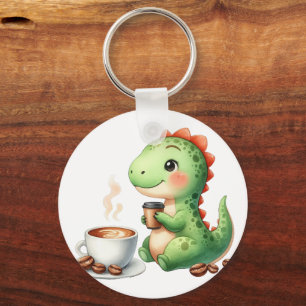 Wasserfarbe Niedlich Dinosaurier T Rex Trinkkaffee Schlüsselanhänger