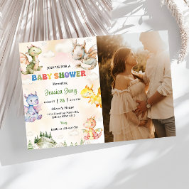 Wasserfarbe Niedlich Dragon Baby Dusche Party Einladung