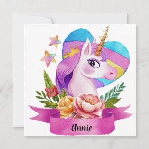 Wasserfarbe Niedlich Einhorn Individuelle Name