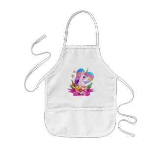 Wasserfarbe Niedlich Einhorn Individuelle Name Kinderschürze