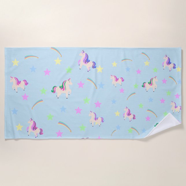 Wasserfarbe niedlich Einhorn Regenbogensterne Must Strandtuch (Vorderseite)