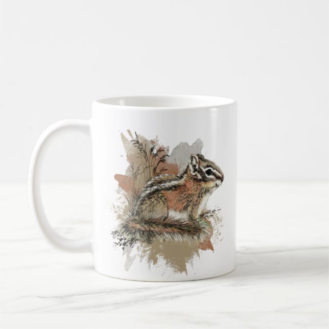 Wasserfarbe Niedlich Kleiner Chipmunk Tierwelt Kaffeetasse (Links)