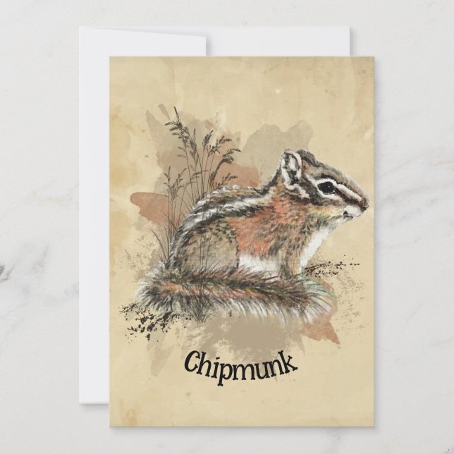 Wasserfarbe Niedlich Kleiner Chipmunk Tierwelt Karte (Vorderseite)