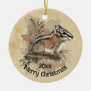 Wasserfarbe Niedlich Kleiner Chipmunk Tierwelt Keramik Ornament