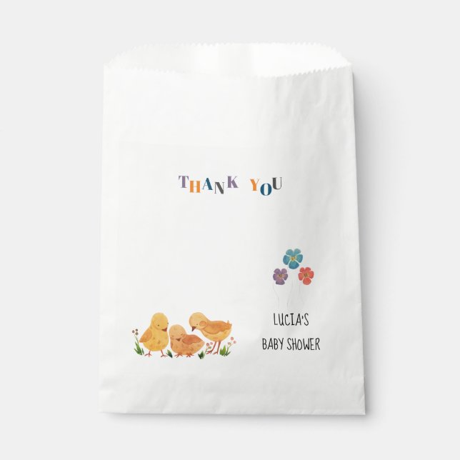 Wasserfarbe Niedlich kleines Hühnchen Baby Danke Geschenktütchen (Vorderseite)