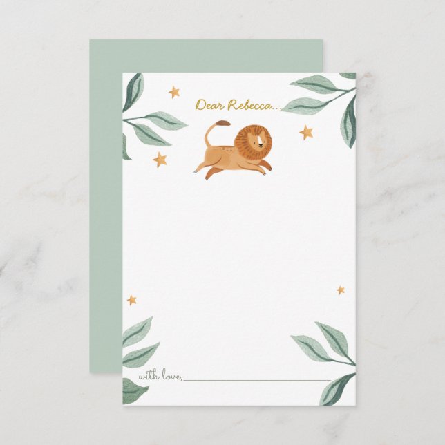 Wasserfarbe Niedlich Löwe Zeitkapsel Danke Karte (Vorne/Hinten)