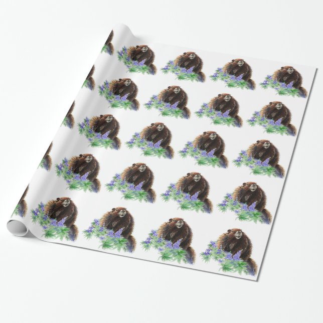 Wasserfarbe Niedlich Marmot Tierart Art Geschenkpapier (Ungerollt)