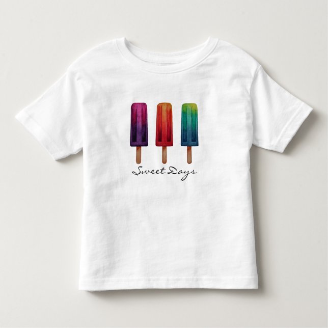 Wasserfarbe Niedlich Popsim Eis Cremes Kleinkind T-shirt (Vorderseite)