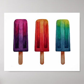 Wasserfarbe Niedlich Popsim Eis Cremes Poster