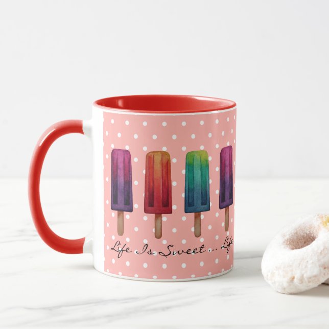 Wasserfarbe Niedlich Popsim Eis Cremes Tasse (Mit Donut)